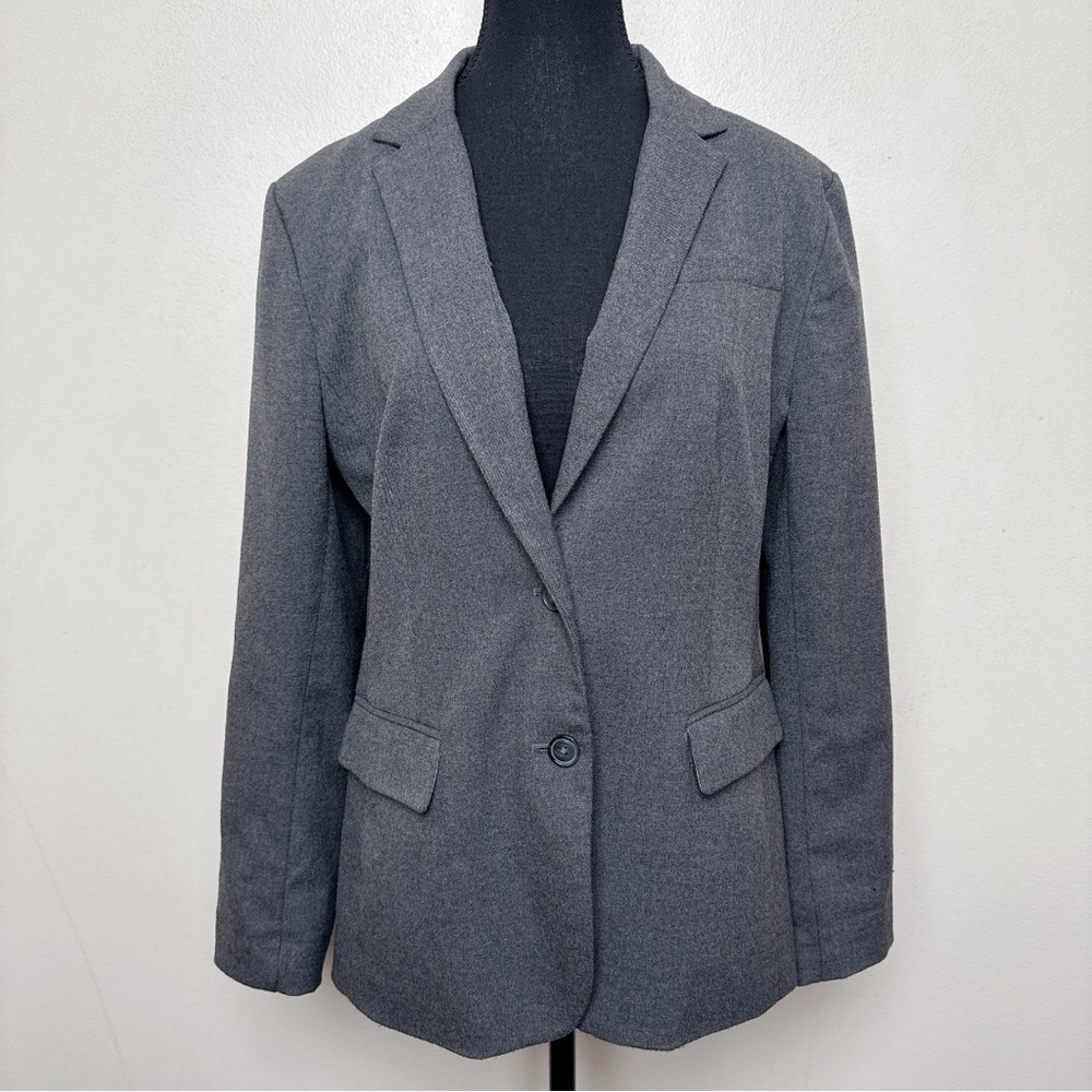 Banana Republic Womens 12 Petite Stretch Grey Slim Fit Career Blazer